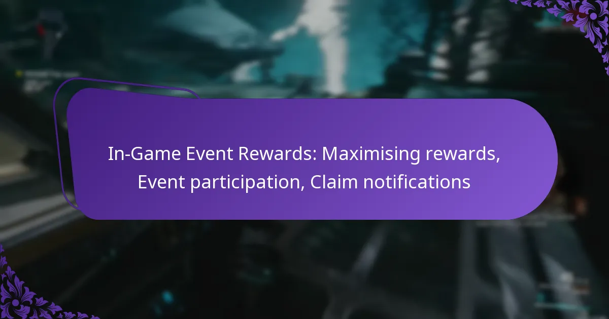 In-Game Event Rewards: Maximising rewards, Event participation, Claim notifications