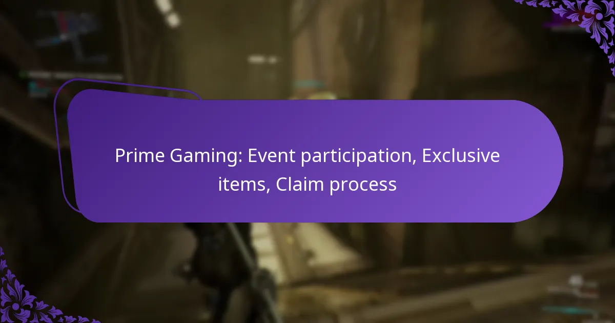 Prime Gaming: Event participation, Exclusive items, Claim process